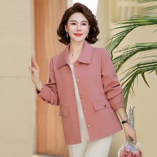 中年妈妈春装外套洋气短款上衣2025新款休闲夹克中老年女时尚风衣|undefined