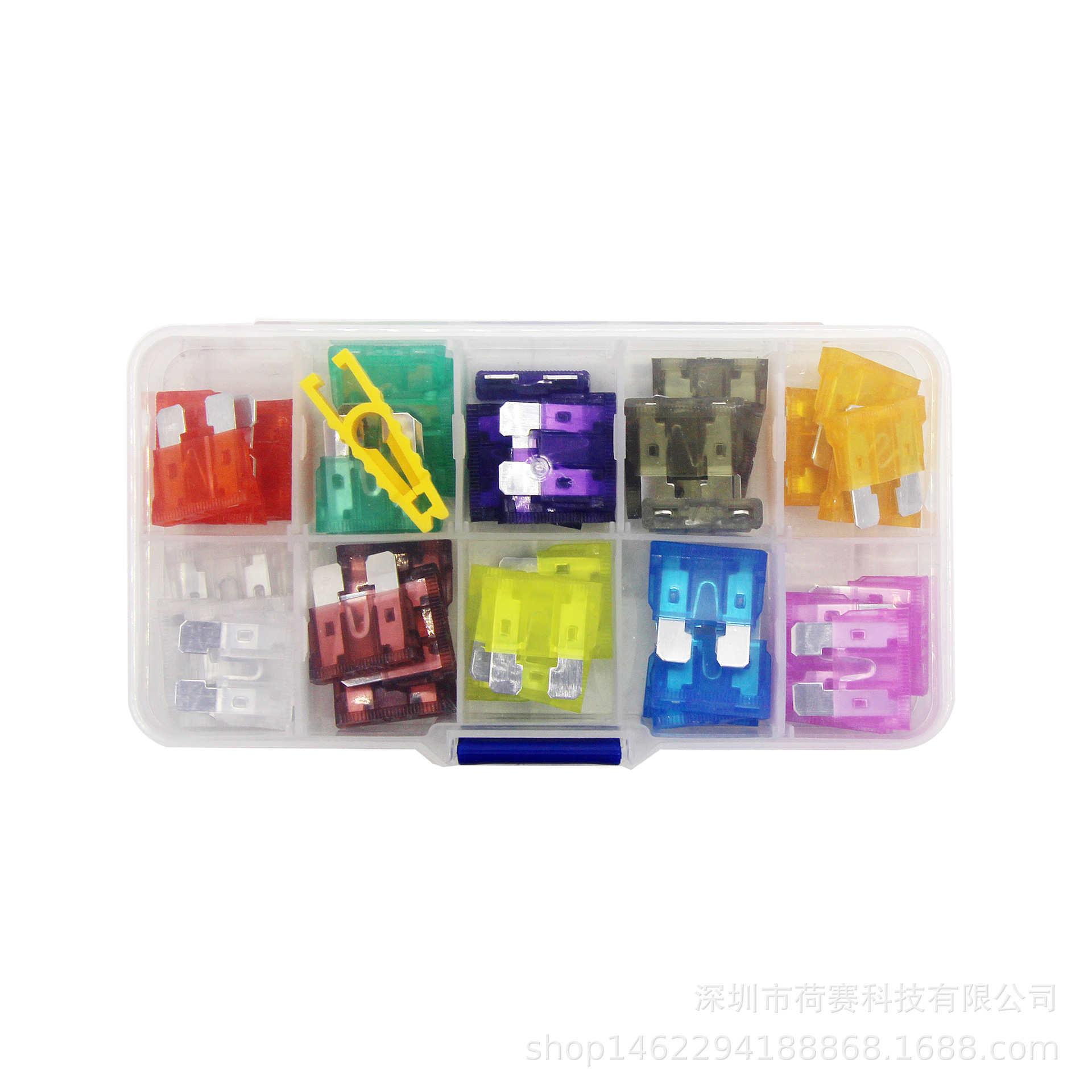 50 Pieces Medium Car Fuse Holder DIY Kit Colorful Car Fuse Blade 3A-40A