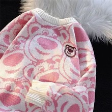2025日系可爱草莓熊毛衣女秋冬加厚宽松慵懒风软糯奶系针织衫外套