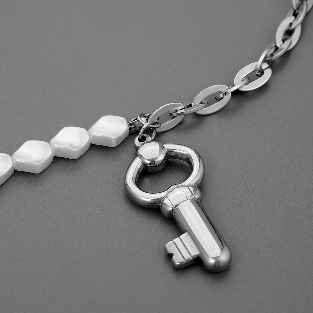 1 Piece Fashion Key Stainless Steel Alloy Pearl Plating Men's Pendant Necklace display picture 3