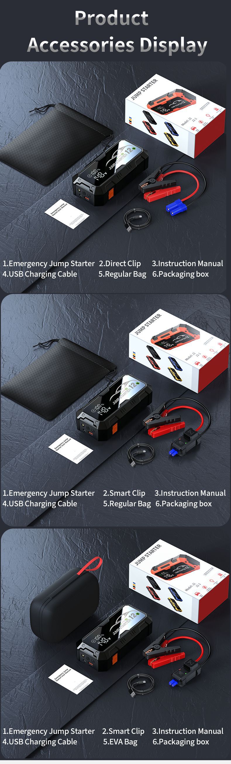 12V Car Emergency Starting Power Supply 1000A Large Capacity Jump Starter with Lighting Function Car Battery Emergency Power Supply