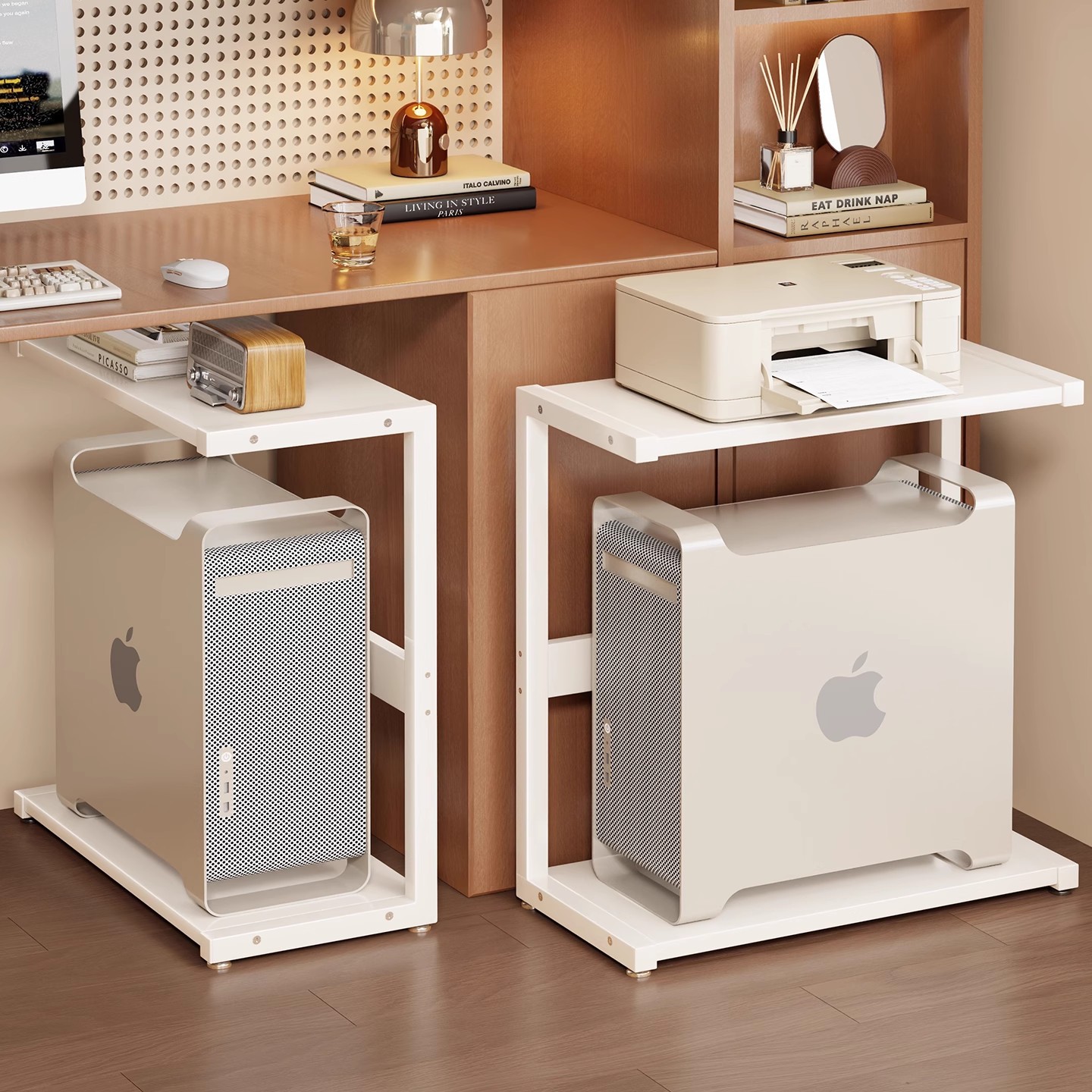 Soporte de Suelo para CPU de Acero y Madera para Oficina y Hogar