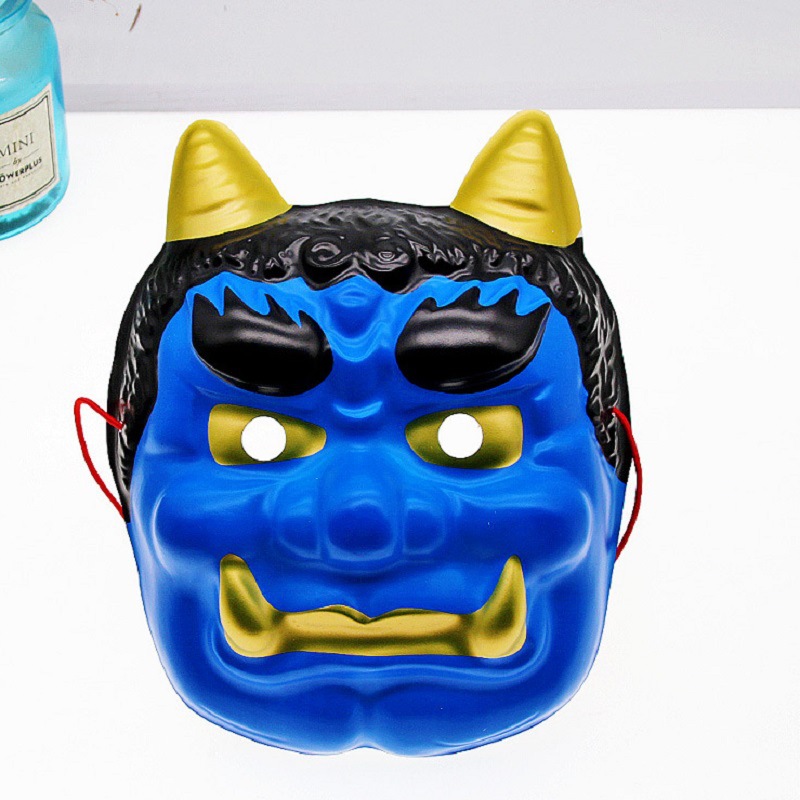 天狗日系能劇マスク牛魔王赤面鬼顔悪魔加硫鞍馬牛角封印赤般若マスク