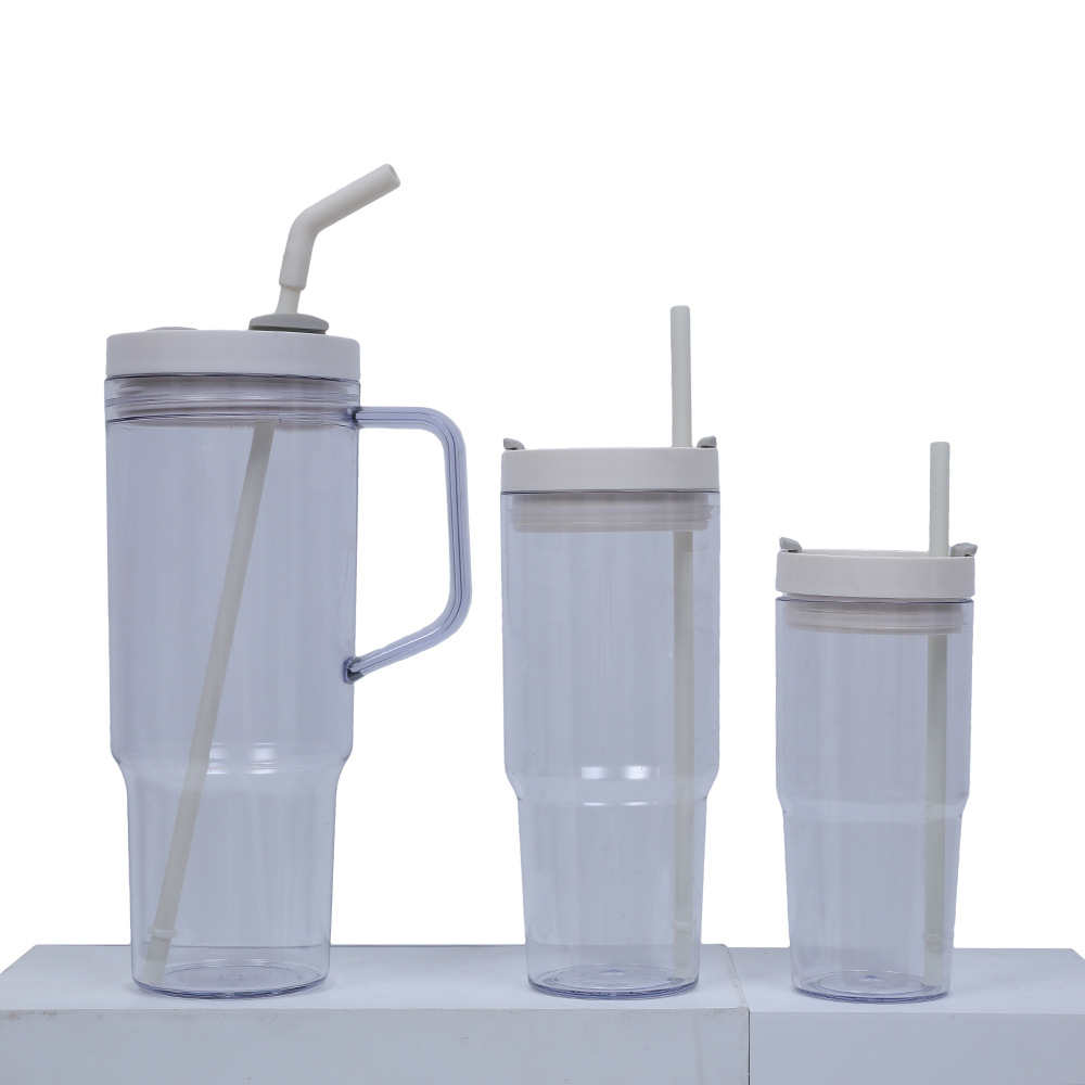 Taza de coche de comercio exterior transfronteriza de 40oz Taza de plástico gigante Juego de tres piezas con pajita Taza de agua de gran capacidad y alto valor