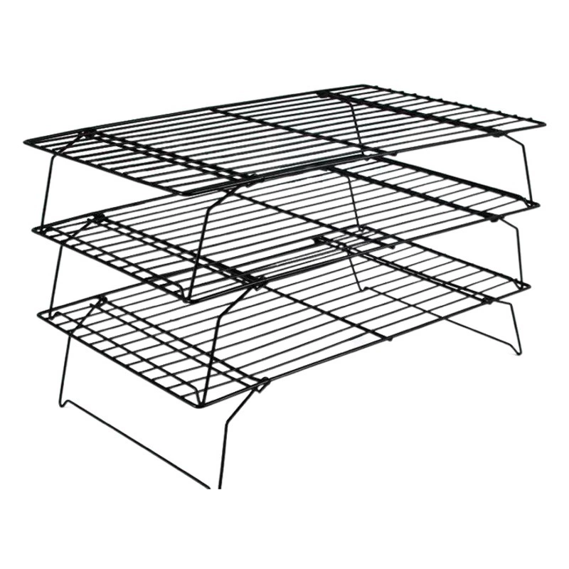 Трехслойная подставка для торта из углеродистой стали, подставка для охлаждения хлеба, портативная складная антипригарная сетка для сушки печенья, глазурь, сетка