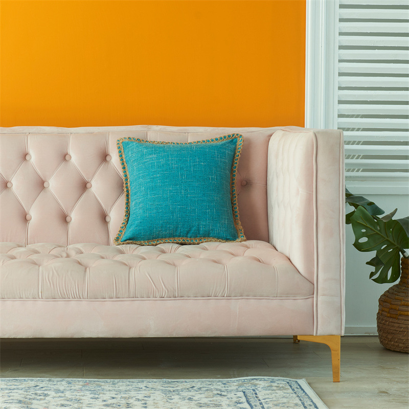 Housse de coussin de canapé décorative tissée en lin de couleur unie simple de style nordique nouvelle taie d'oreiller de décoration pour la maison_voghion.com