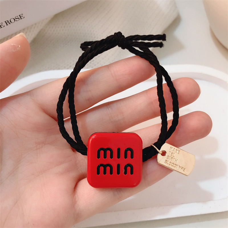 Año Nuevo feliz corda de cabello roja de amor chica de alta elasticidad duradera cola de caballo corda de goma anillo de cabello adornamiento para el cabello