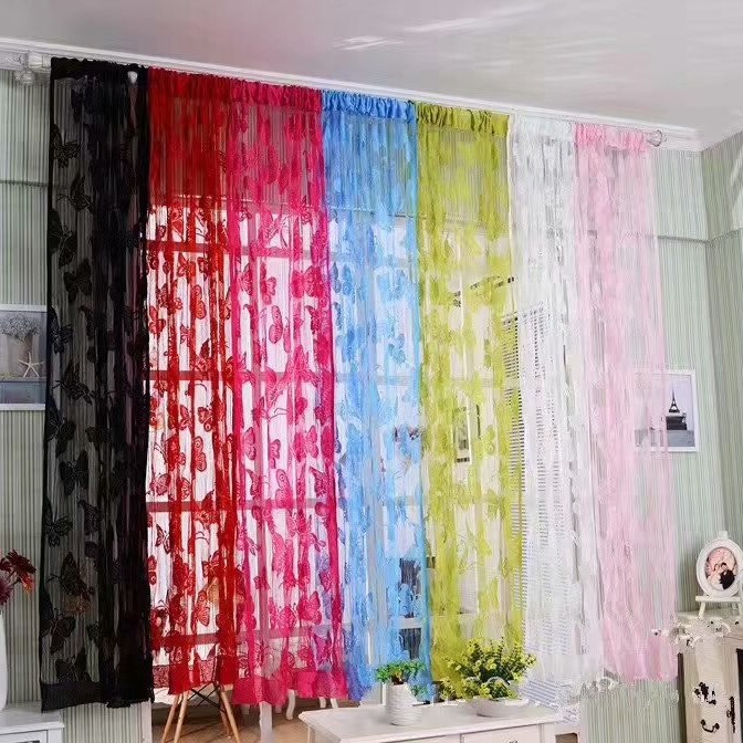 Foreign trade best selling butterfly line curtain factory direct finished window screen curtain hanging curtain partition Korean 100*200cm