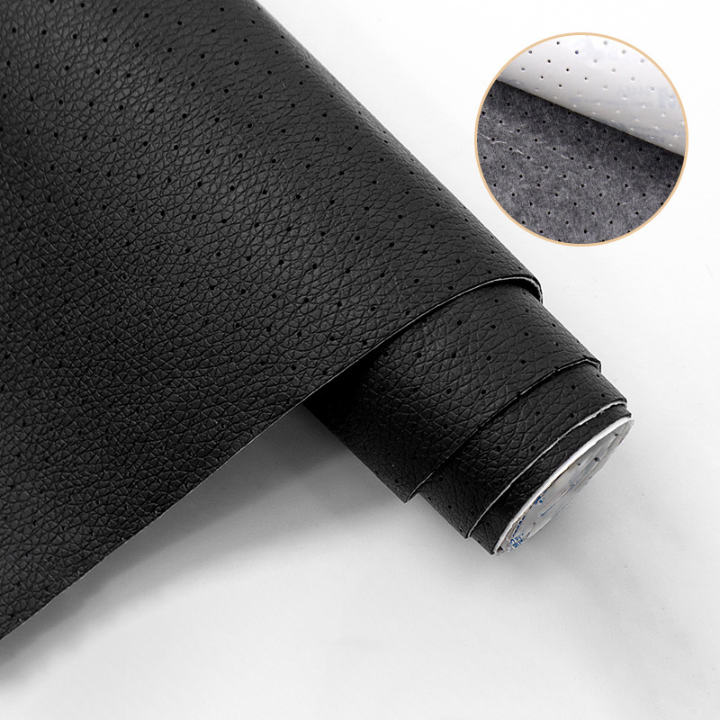 in stock PU perforated leather car interior home audio-visual room children's playground sound-absorbing breathable noise reduction leather wholesale