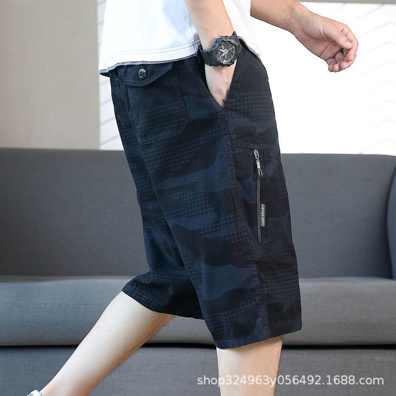 2024 Summer Capri Pants Men's Camouflage Overalls Knee Short Cotton Thin Loose Straight Pants Men's Casual Pants 2024 Summer Capri Pants Men's Camouflage Overalls Knee Short Cotton Thin Loose Straight Pants Men's Casual Pants