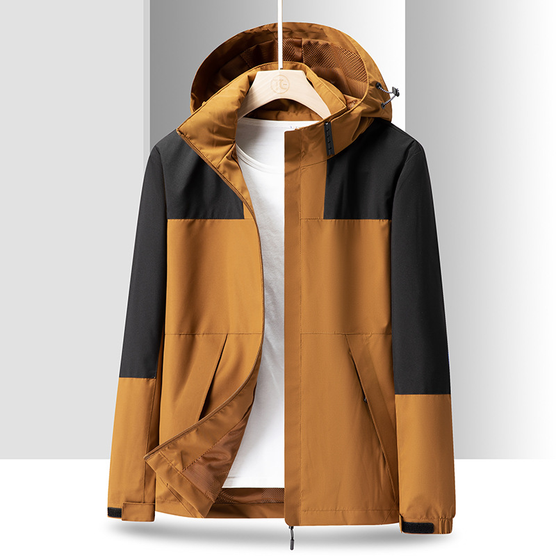 Primavera y otoño deportes al aire libre estilo de pareja al aire libre moda casual sombrero desmontable a juego chaqueta fina a prueba de viento para hombre