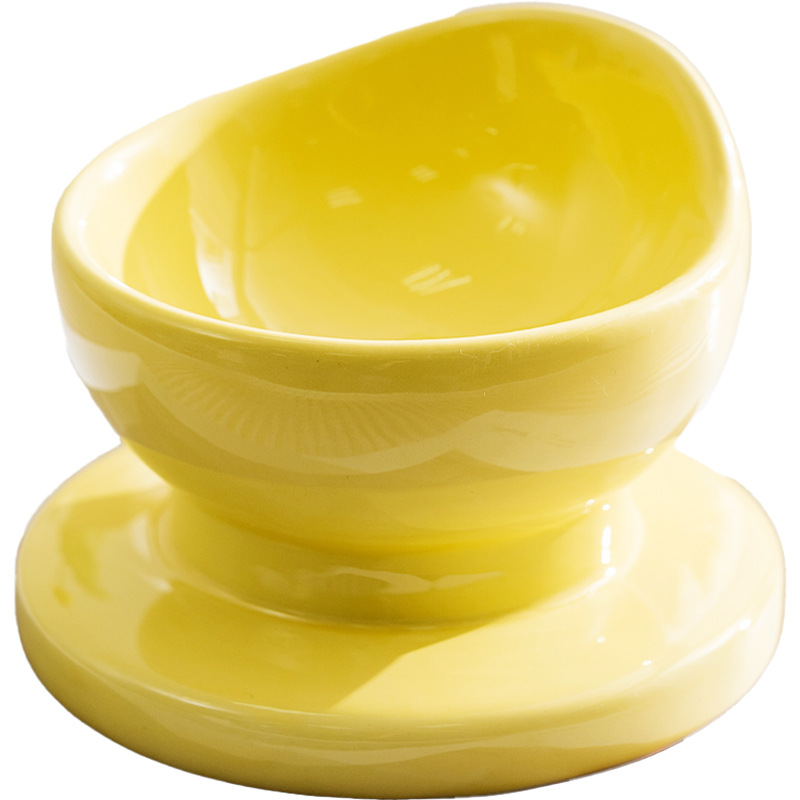 Gato simple yuan Bao modelado tazón de cerámica tazón único tazón gato tazón perro perro anti-derrumbe alimentador para mascotas tazón