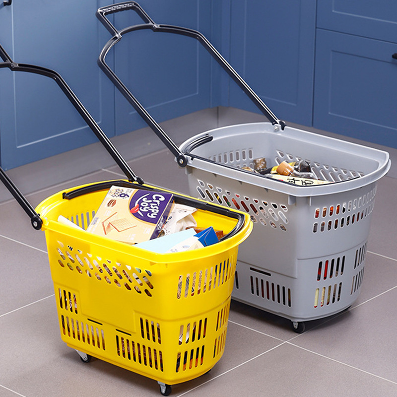 Extra-Large Portable Supermarket Trolley Shopping Basket Hand-Pulled Cart Shopping Basket for Grocery Shopping and Picking up Packages