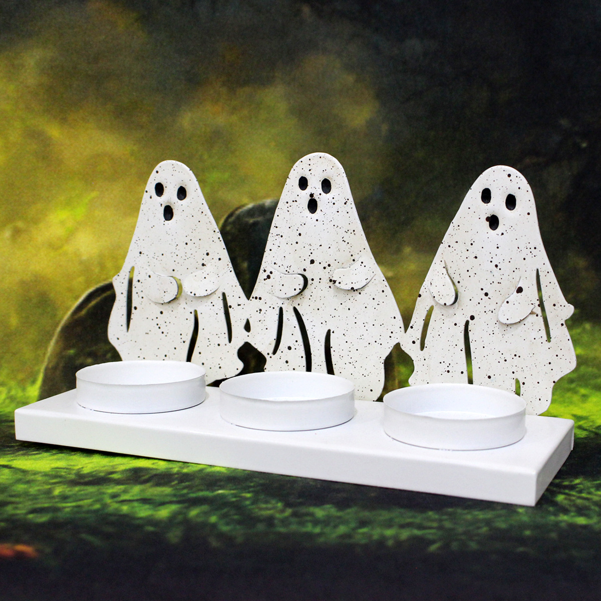  dedicated to ghost candlestick iron ornaments Halloween decorations ghost festival atmosphere candlestick home desktop ornaments