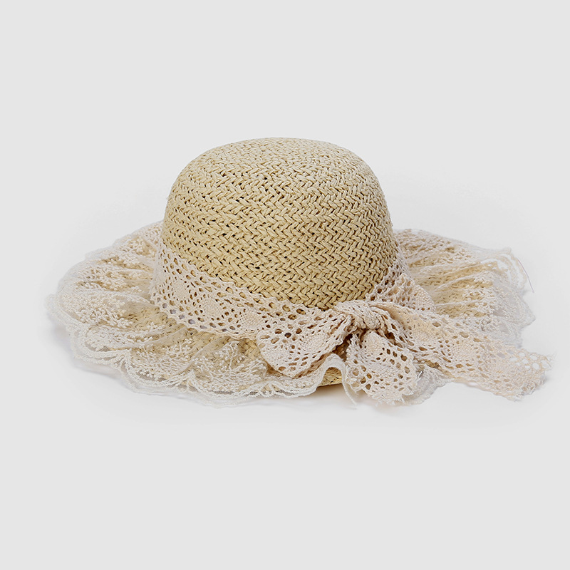 Children Unisex Princess Sweet Solid Color Lace Sun Hat display picture 2
