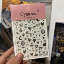 ins风爆款金属美甲贴纸 爆款diy暗黑风指甲贴是星月心跳美甲装饰