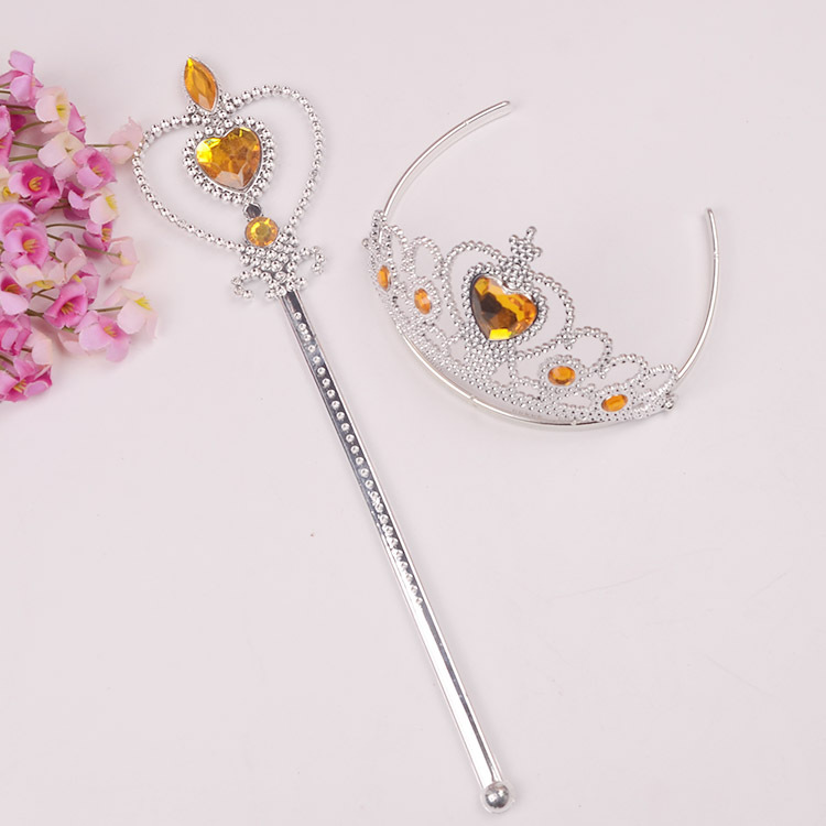 Hielo y nieve corona palo mágico traje de dos piezas Qiyuan niños Hada palo de melocotón Regalo de Cumpleaños juguete de rendimiento de plástico