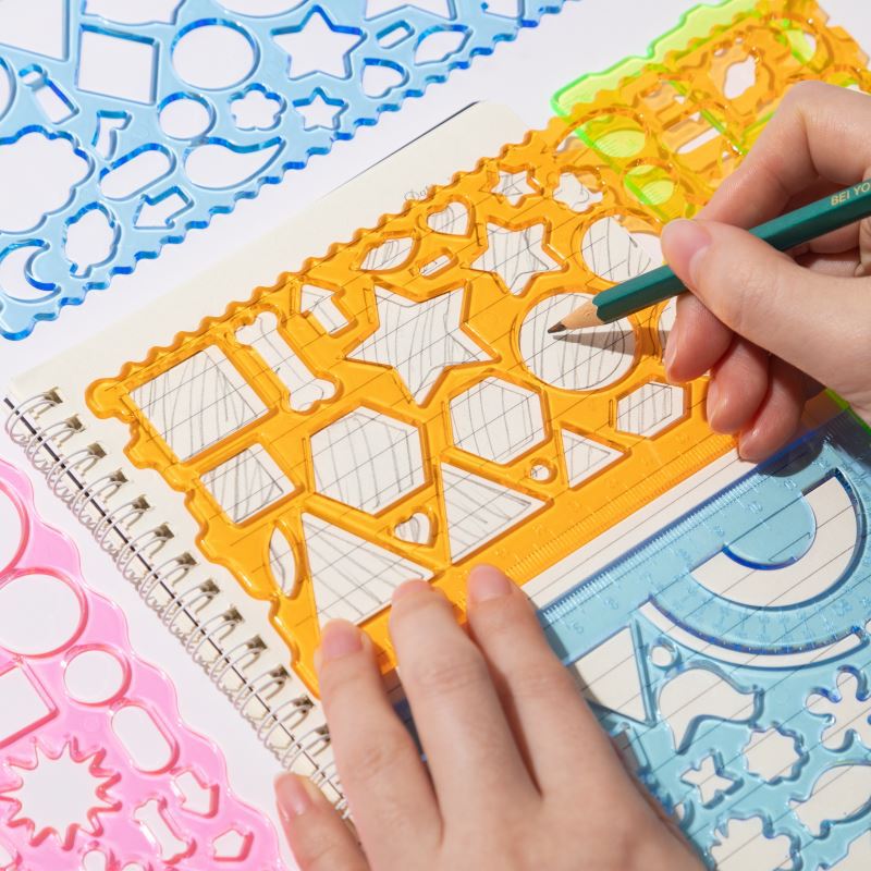 Student Stationery Cute Drawing Ruler Practice Painting Set Ruler Kidsren's Educational Function Multi-Functional Ever-Changing Ruler