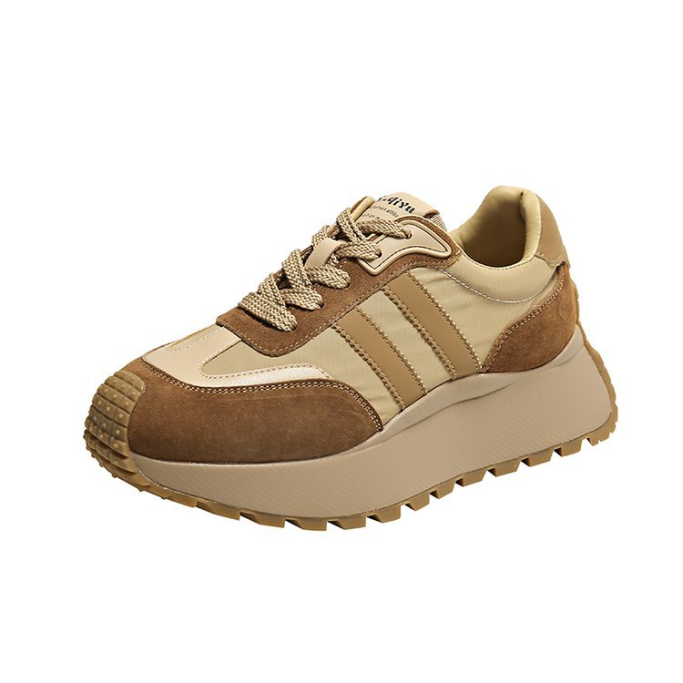 Forrest Gump Shoes Women's New Thick Sole Shoes Popular Women's Leather Heightening Retro Maillard Sports Women's Shoes_voghion.com