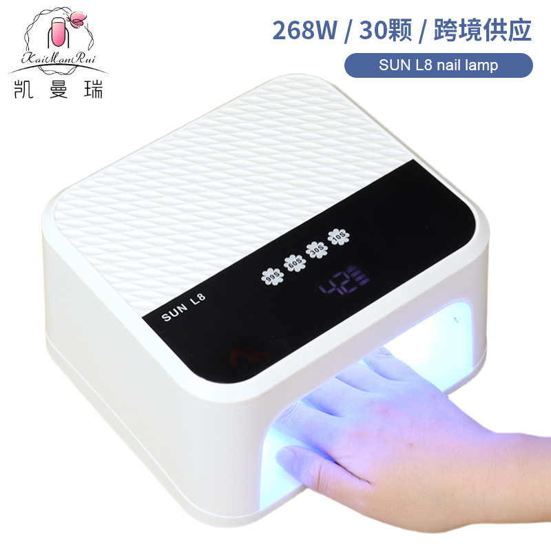 Lámpara de manicura transfronteriza 268W alta potencia luz de terapia de luz de gel de manicura rápida secado luz de horneado UV / LED doble fuente de luz