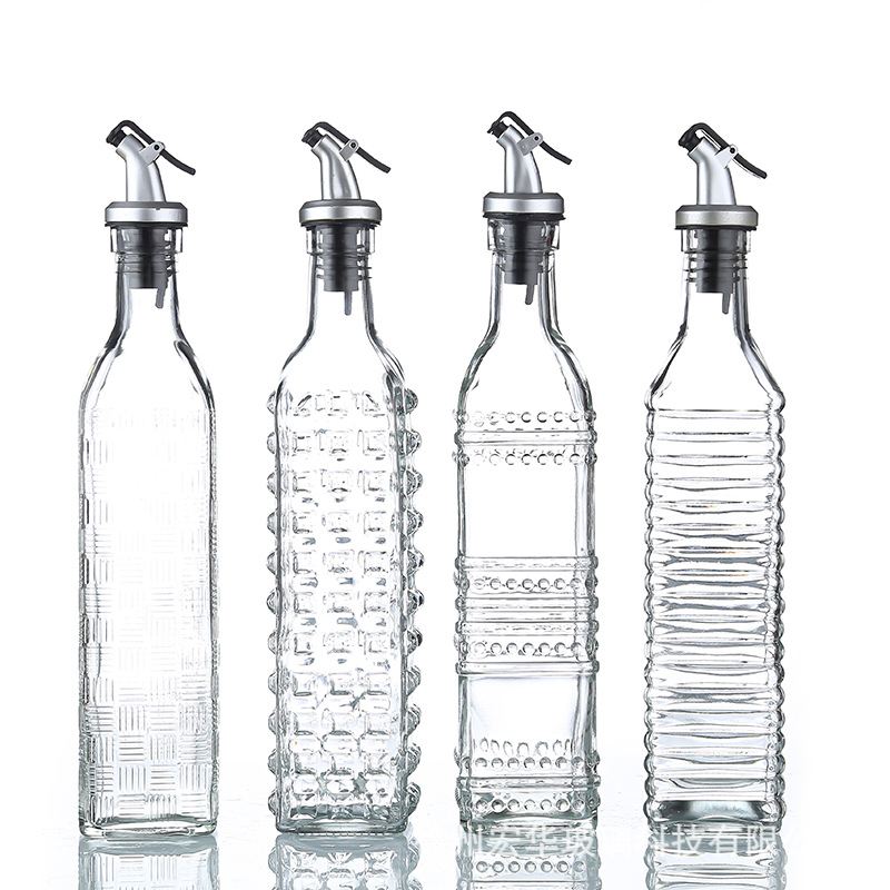 雕花油瓶玻璃透明食用油橄榄油分装瓶家用密封防漏酱油醋瓶香油瓶