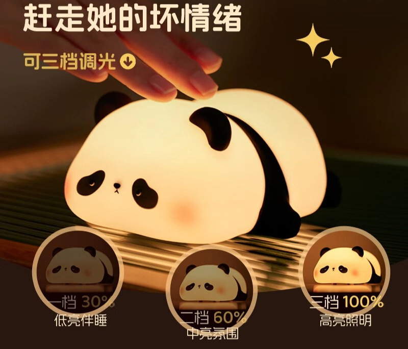 可爱熊猫小夜灯床头卧室睡眠护眼寝室伴睡觉送儿童女生日礼物创意|undefined