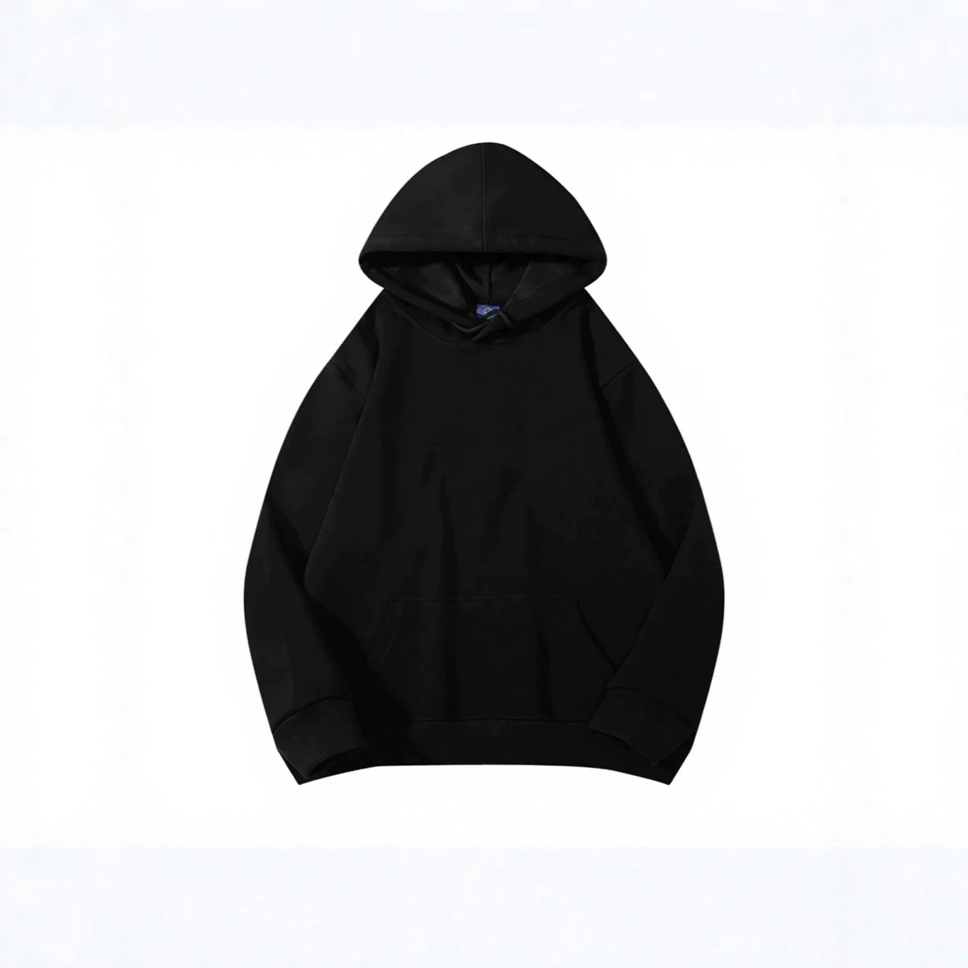 秋冬落肩连帽卫衣男纯棉印字logo广告衫工作服毛圈