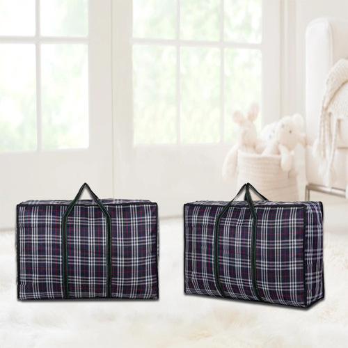Wholesale woven fabric bag garment storage bag with thickened large capacity luggage bag, foldable waterproof grid moving bag