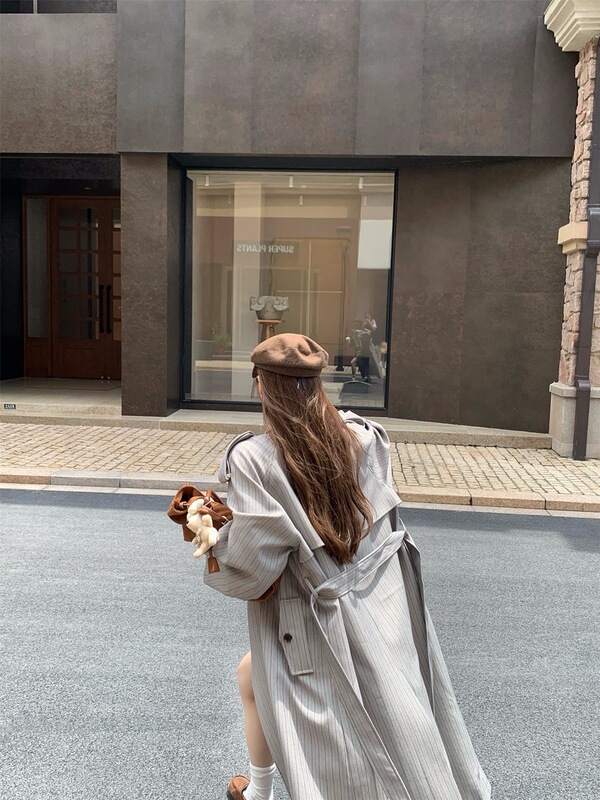 翻领双排扣风衣外套女秋冬2025新款宽松高级感系带廓形中长款大衣|undefined