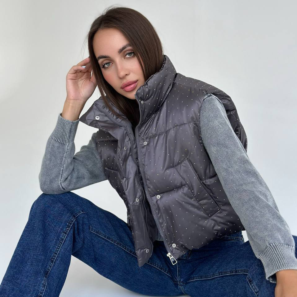 Women's Clothing Cotton vest women 2024 spring and autumn new style stand up collar thickened loose short diamond sleeveless vest jacket_ecoleips.com