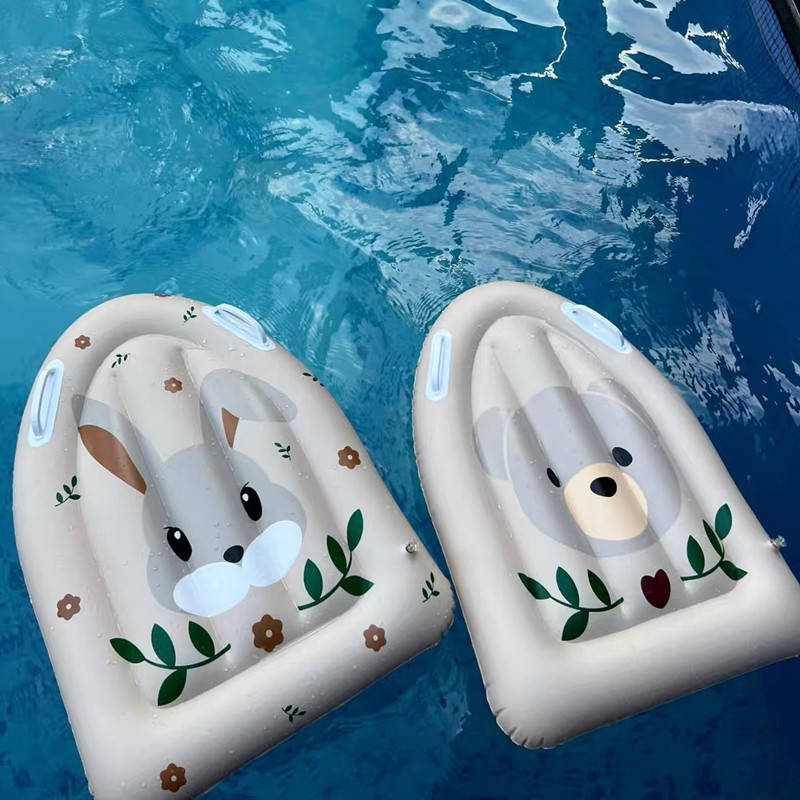 泳神 ins韩国复古游泳浮板儿童充气浮排水上玩具冲浪板圈浮床小熊