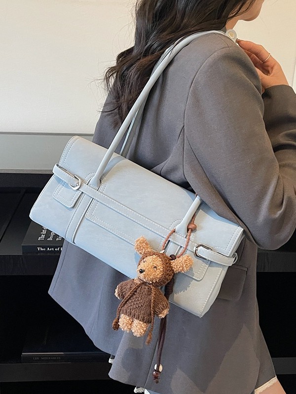 Bolsa de pan de moda roja de peluche de gran capacidad para mujeres 2026 nueva moda bolso de hombro de brazo de mano bolso de palo