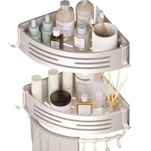 Zhenhui bathroom storage rack without punching bathroom triangle mesh basket shower room white corner blue bathroom storage rack