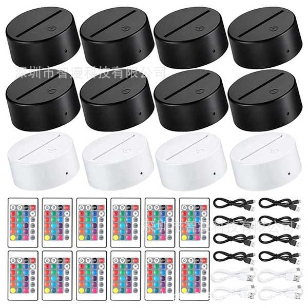 Transfronterizo nuevo exótico 3D luz de la noche titular USB Toque control Remoto colorido luz de la noche lámpara de mesa de acrílico combinación base