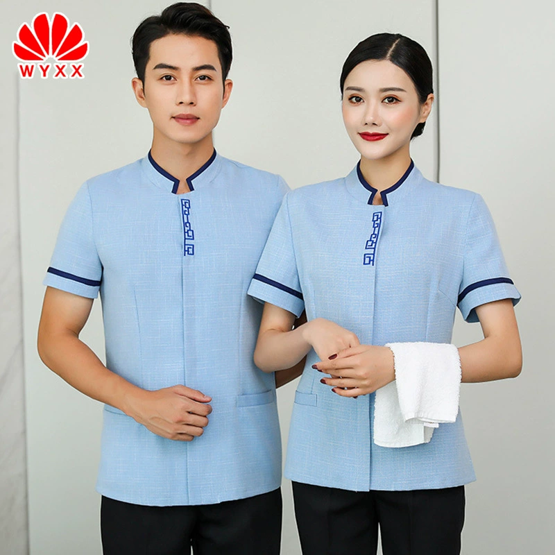 Очистка отеля рабочая одежда с коротким рукавом ПА отель клуб имущество больница Чистка одежды Чистка тетя Униформа мужчина