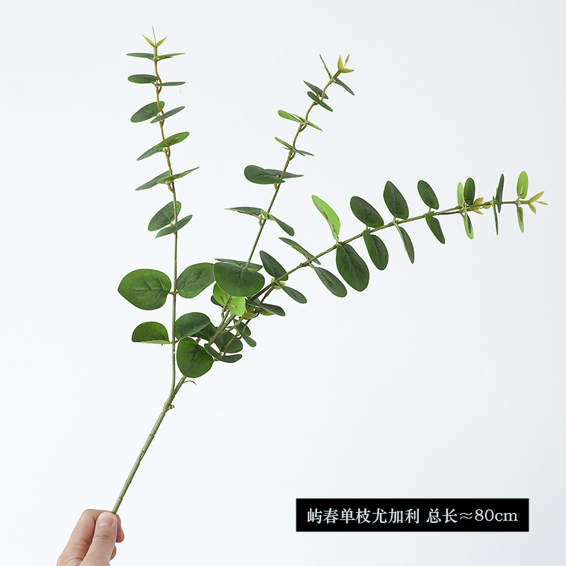 Hojas de eucalipto artificiales táctiles, decoración para hogar y mesa, plantas verdes de imitación, suministro al por mayor