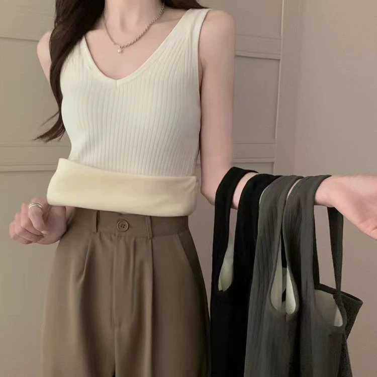 Плюшевый толстый жилет с V-образным вырезом женский тонкий осенью и зимой