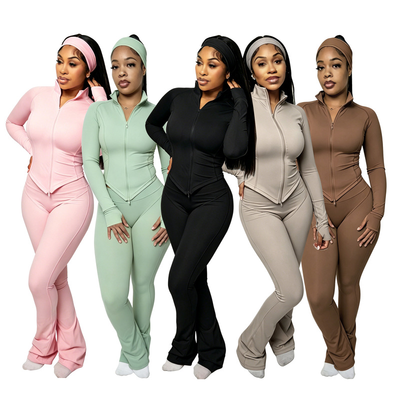 8862 European and American Women's Clothing Cross-Border Amazon Hot-Selling Autumn Yoga Tight-Fitting Sexy Long-Sleeve Flared Pants Sports Set 8862 European and American Women's Clothing Cross-Border Amazon Hot-Selling Autumn Yoga Tight-Fitting Sexy Long-Sleeve Flared Pants Sports Set