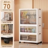 ★Enlarged 70CM-1 hanging clothes + 2 folding cabinets [transparent black]☆