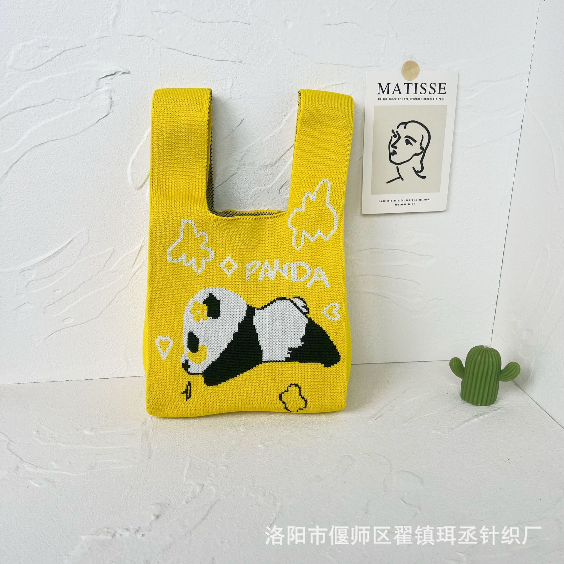 Bolso de punto transfronterizo bolso de punto para mujer bolso de muñeca de todo fósforo bolso Tote bolso tejido de poliéster bolso panda
