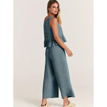 T 33483 Sleeves Pleated Wide-leg Set �����������ȿ�������