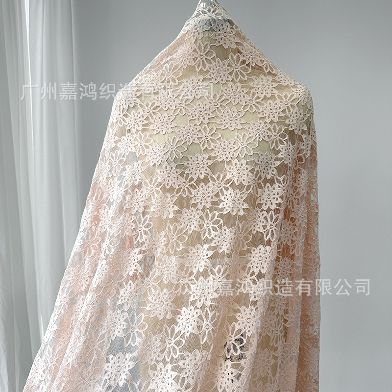 Tejido de encaje de diamante estilo francés temperamento de moda ropa de mujer falda flor de encaje fábrica de stock