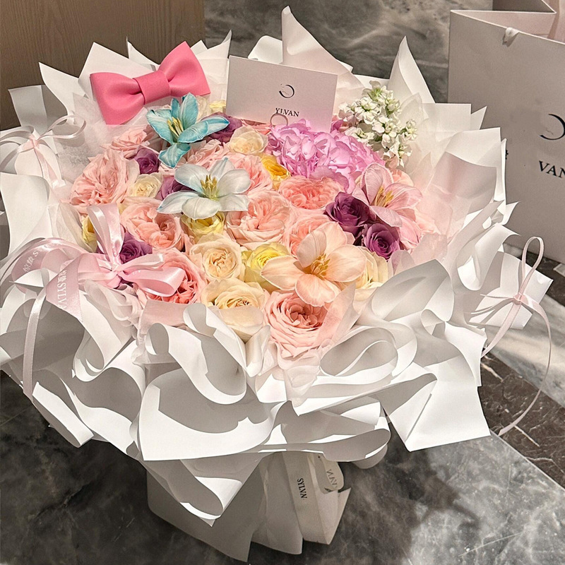玫瑰永生花束七夕送女友高级感花束温柔仿真香皂花束混搭玫瑰花束|undefined