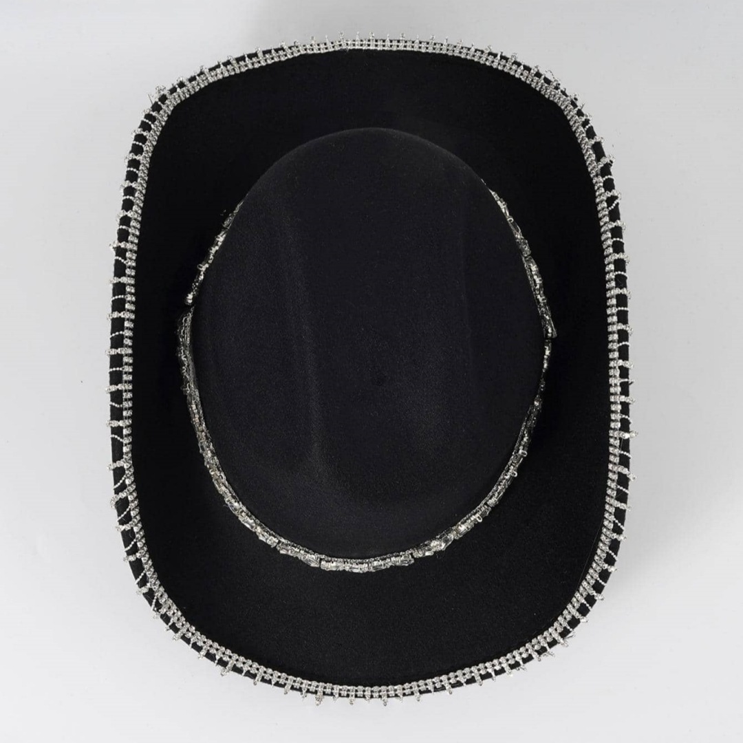 Western cowboy hoed voor dames en heren met ketting en strass_voghion.com