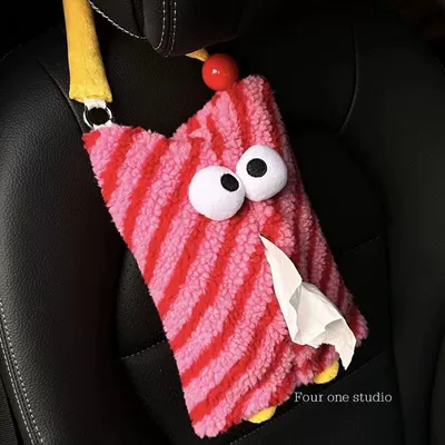 Car tissue box/set | Car Tissue Box Car Interior - no-specifications-red-striped-big-eyes-paper-bag-1-piece