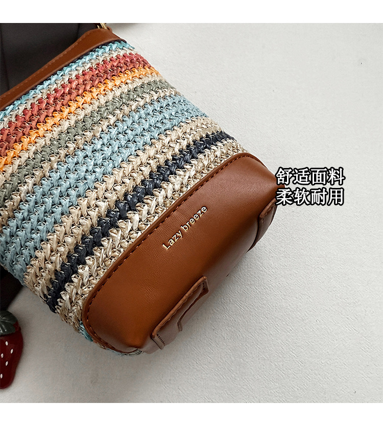 In the summer of 2025, there are new fashionable and fresh woven handbags, bucket bags, shoulder bags, underarm bags and women's bags Specification drawing