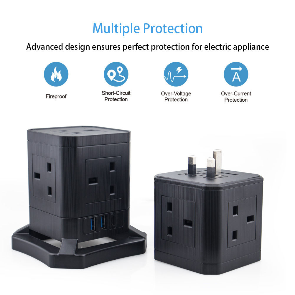 英规插座魔方插座30WPD快充插座英规塔式插座创意插座叠加插座