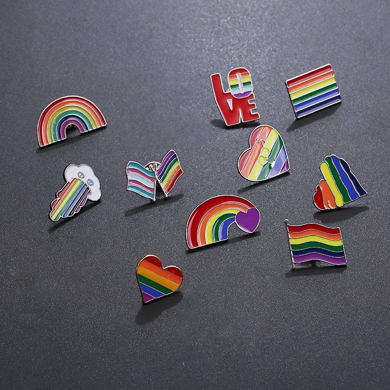 Heart Bridge Sheep Rainbow Flag Alloy Brooch Lapel Pin Accessory_voghion.com