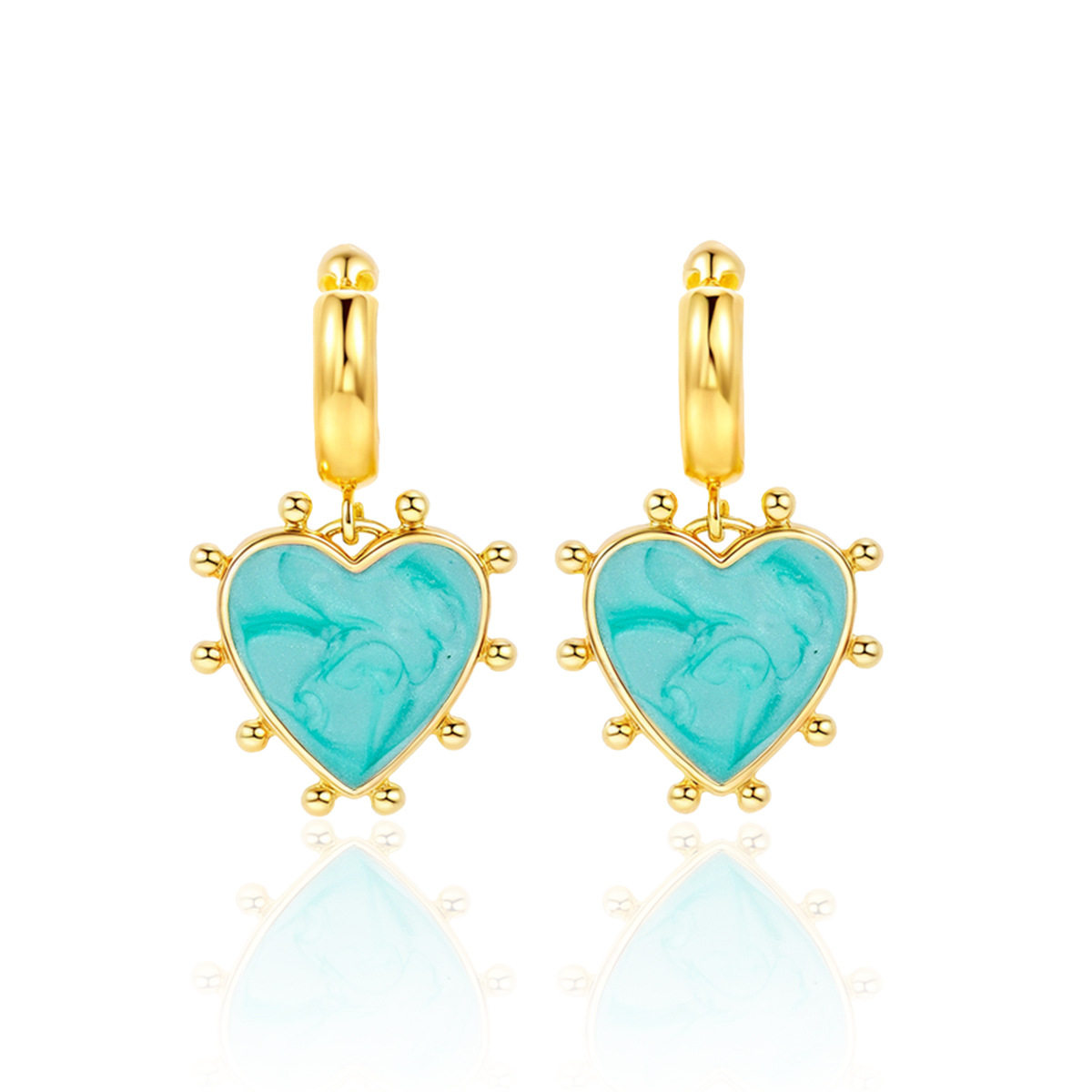 Daily, Street Occasion 1 Pair Sweet Classic Style Heart Shape Copper Charm Sleeper Hoop Earrings