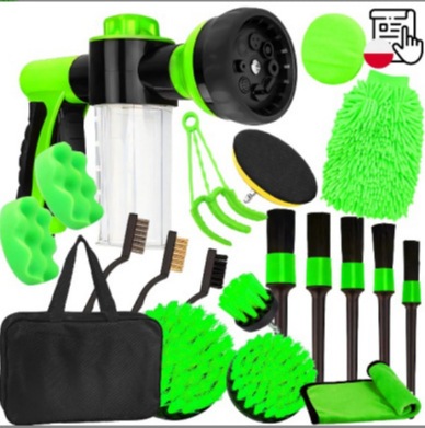 Juego de limpieza de lavado de autos de 16 piezas cepillo de taladro eléctrico cepillo de cubo de rueda cepillo de hueco de aire acondicionado guantes de esponja kit de limpieza de autos